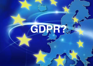 A map of the United Kingdom surrounded by EU stars and the question GDPR?